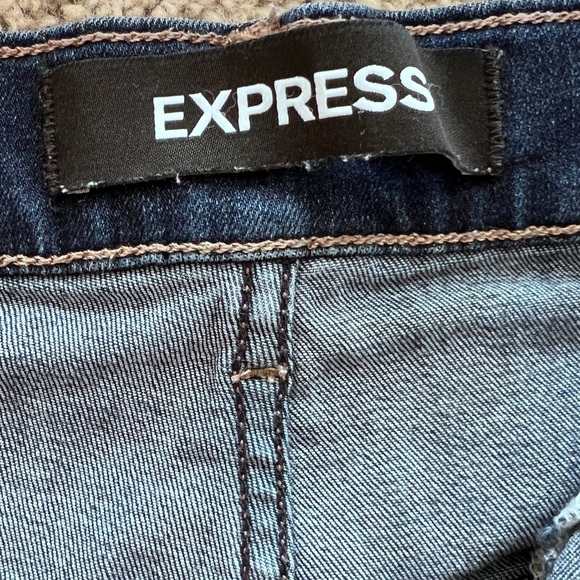 Express Blue Jean Shorts High-Waisted Cuffed - Picture 5 of 6